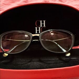 Carolina Herrera Black and Gold Women's Glasses